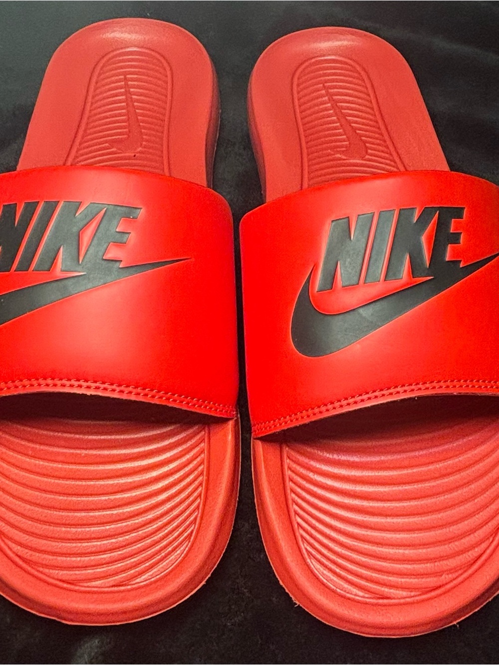 Nike Red and Black Slide Sandals